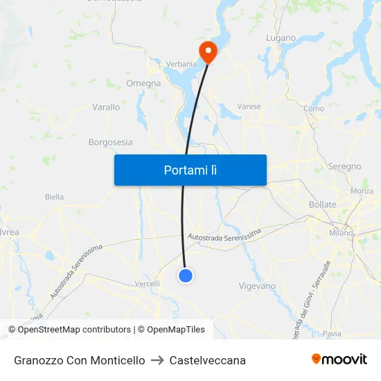 Granozzo Con Monticello to Castelveccana map