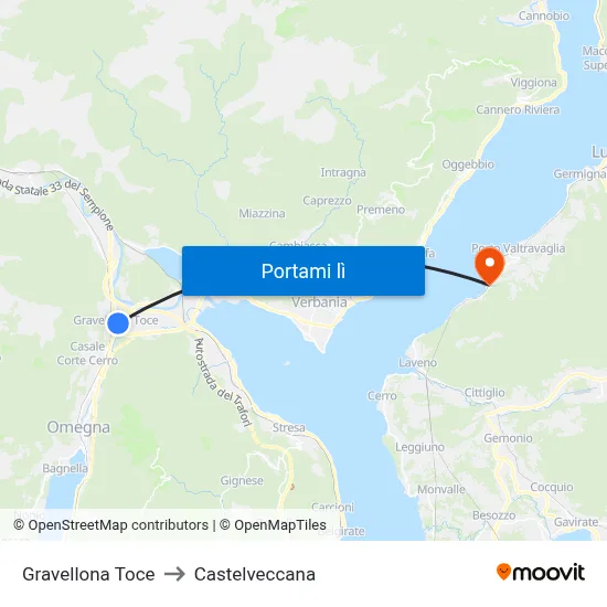 Gravellona Toce to Castelveccana map