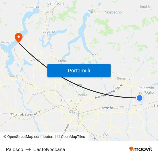 Palosco to Castelveccana map