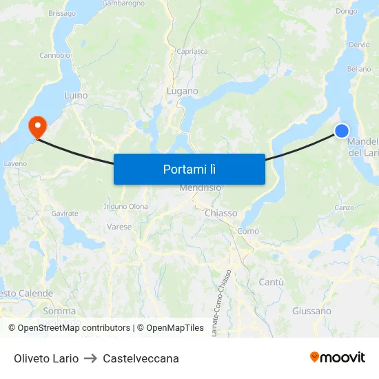 Oliveto Lario to Castelveccana map