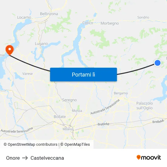 Onore to Castelveccana map