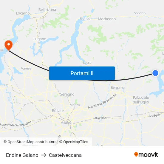 Endine Gaiano to Castelveccana map