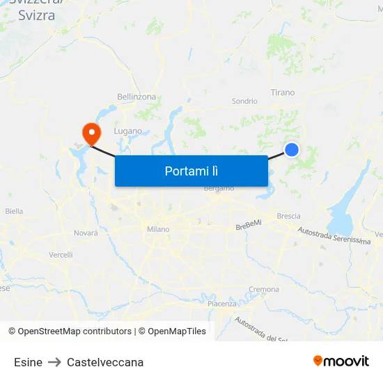 Esine to Castelveccana map