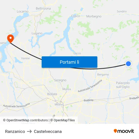 Ranzanico to Castelveccana map