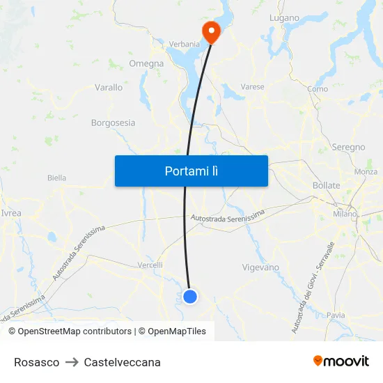 Rosasco to Castelveccana map