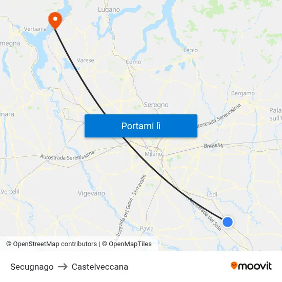 Secugnago to Castelveccana map