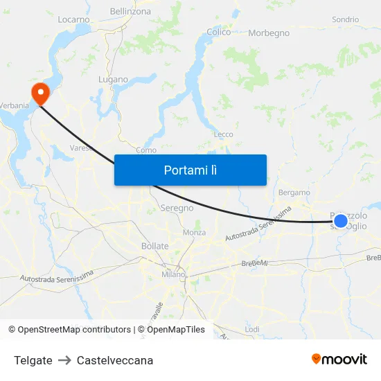 Telgate to Castelveccana map