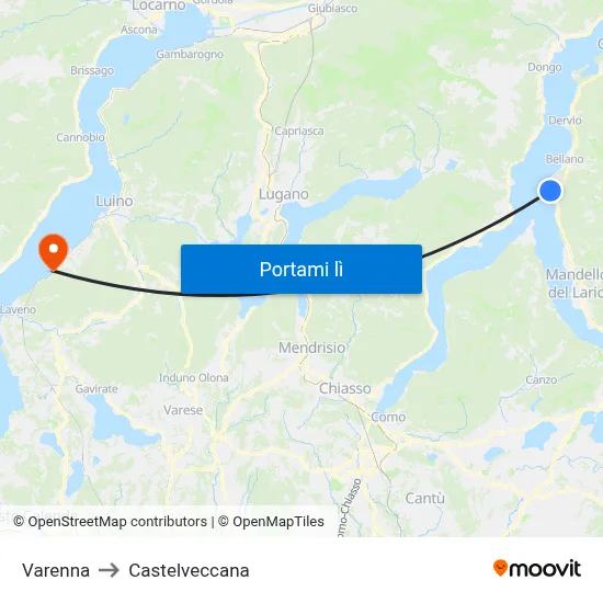 Varenna to Castelveccana map