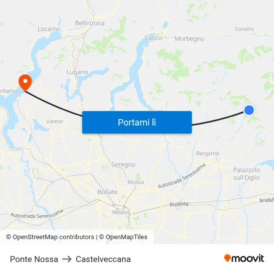 Ponte Nossa to Castelveccana map