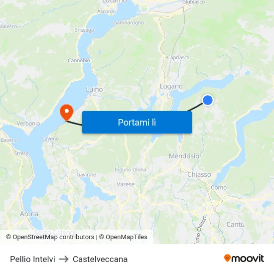 Pellio Intelvi to Castelveccana map