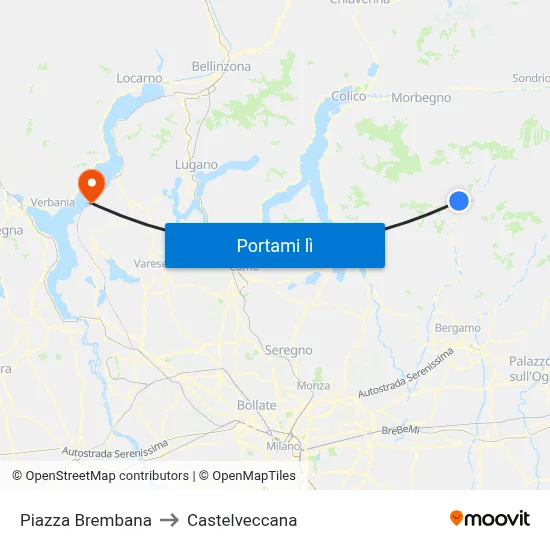 Piazza Brembana to Castelveccana map