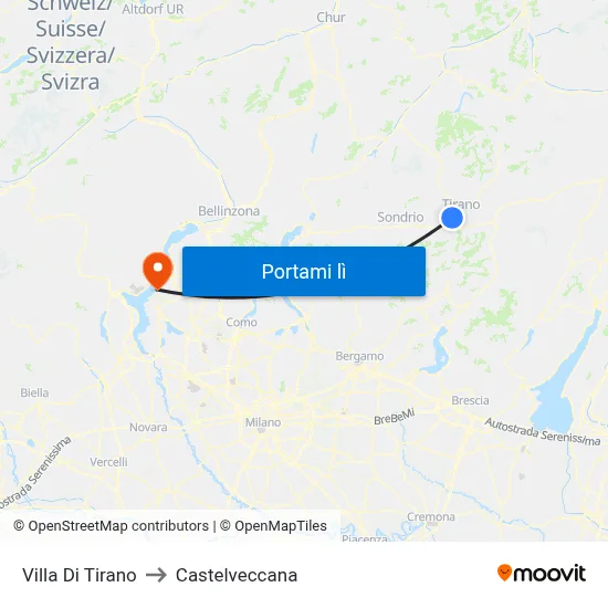 Villa Di Tirano to Castelveccana map