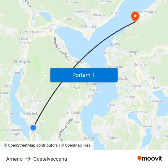Ameno to Castelveccana map