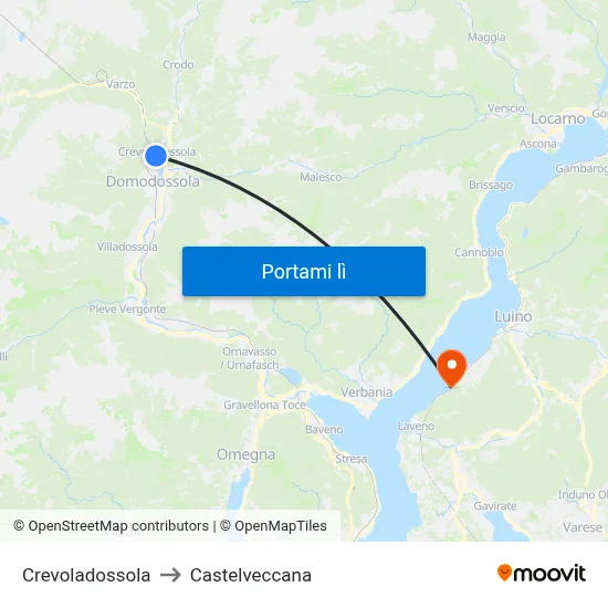 Crevoladossola to Castelveccana map