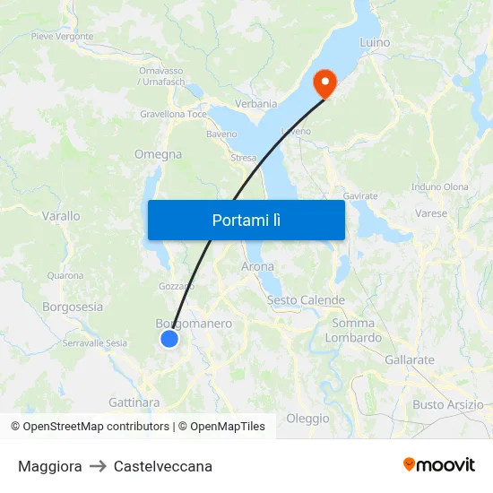 Maggiora to Castelveccana map