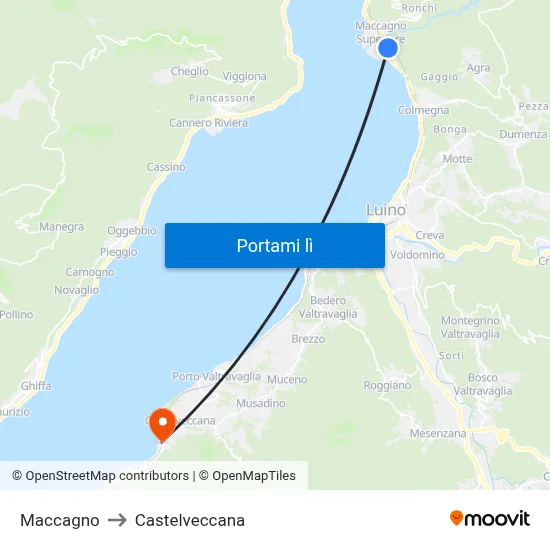 Maccagno to Castelveccana map