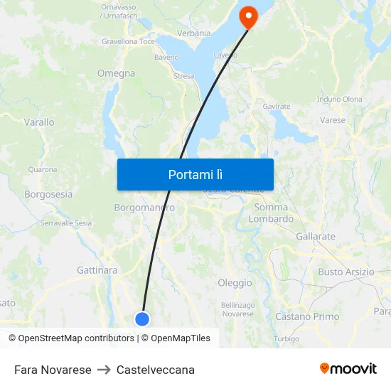 Fara Novarese to Castelveccana map
