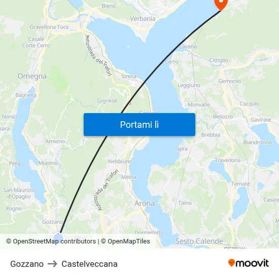 Gozzano to Castelveccana map