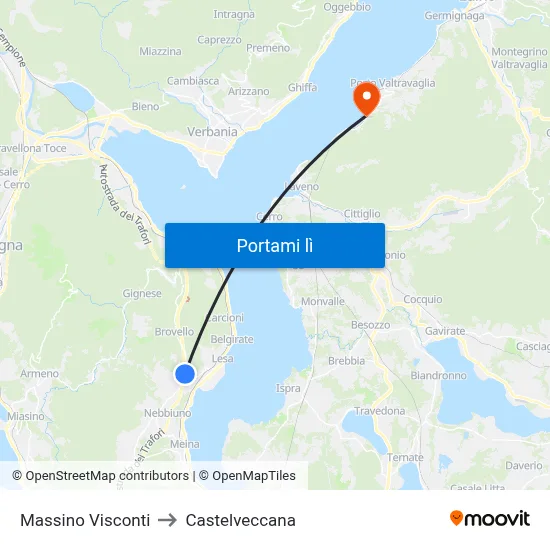 Massino Visconti to Castelveccana map