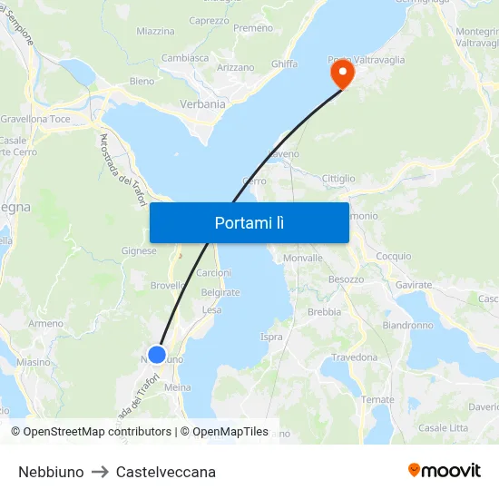 Nebbiuno to Castelveccana map