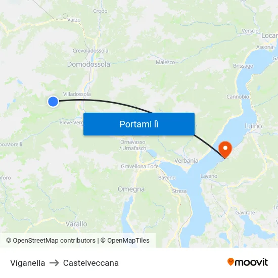 Viganella to Castelveccana map