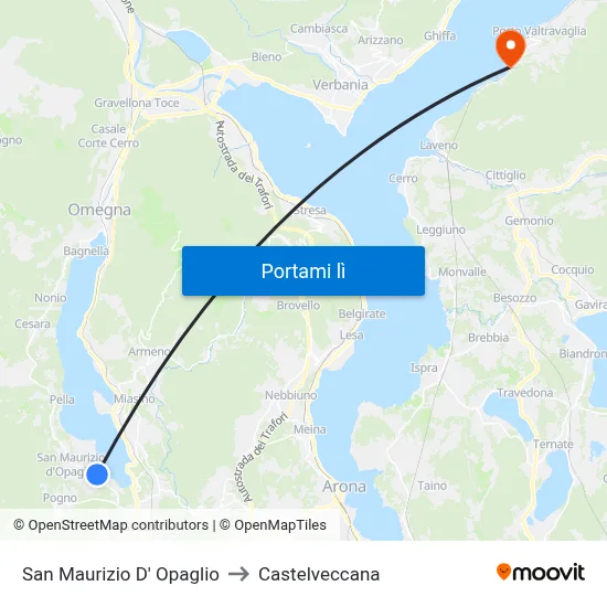 San Maurizio D' Opaglio to Castelveccana map