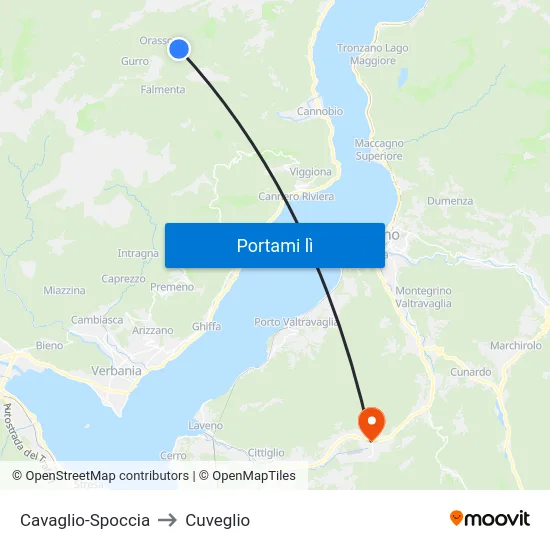 Cavaglio-Spoccia to Cuveglio map