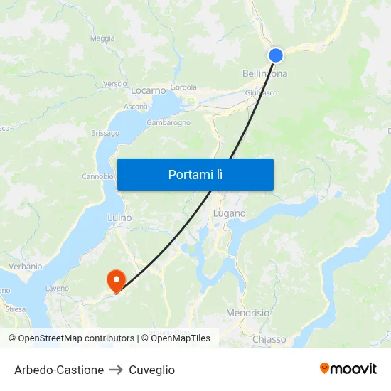 Arbedo-Castione to Cuveglio map