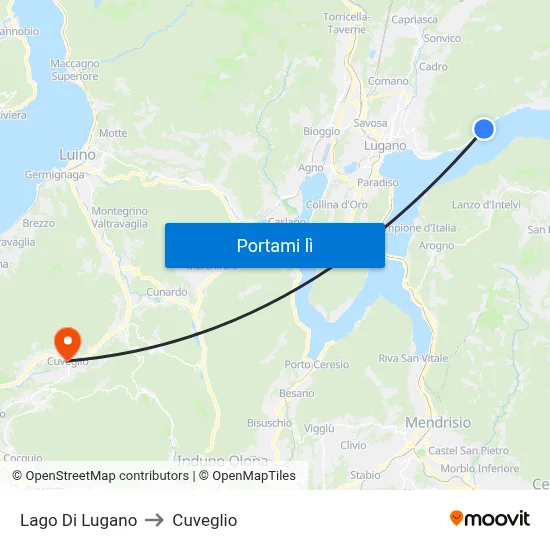 Lago Di Lugano to Cuveglio map