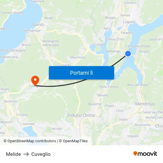 Melide to Cuveglio map