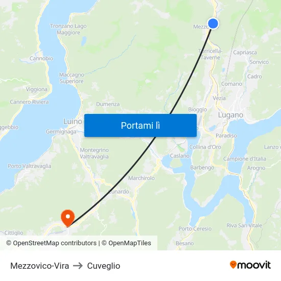 Mezzovico-Vira to Cuveglio map