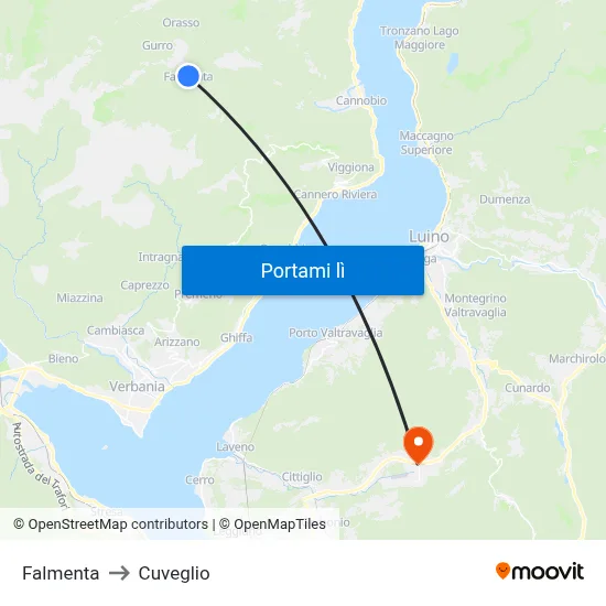 Falmenta to Cuveglio map