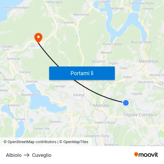 Albiolo to Cuveglio map
