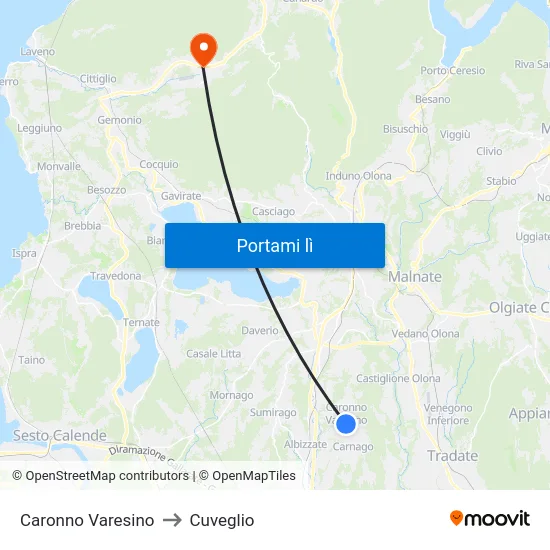 Caronno Varesino to Cuveglio map