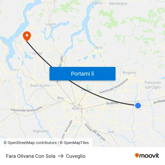 Fara Olivana Con Sola to Cuveglio map