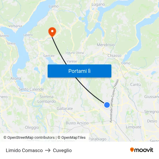 Limido Comasco to Cuveglio map