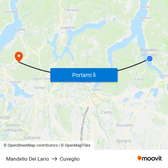 Mandello Del Lario to Cuveglio map