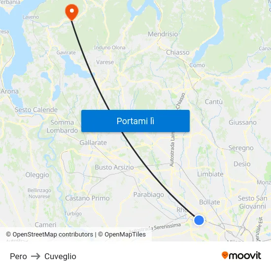 Pero to Cuveglio map