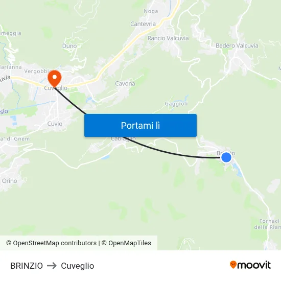 BRINZIO to Cuveglio map