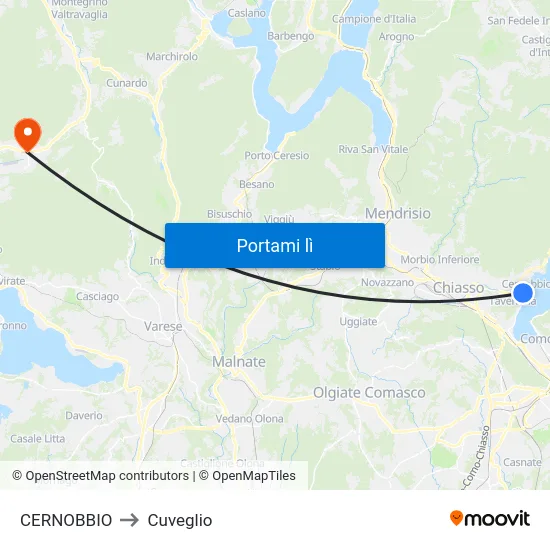 CERNOBBIO to Cuveglio map