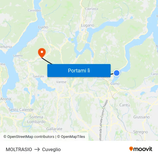 MOLTRASIO to Cuveglio map