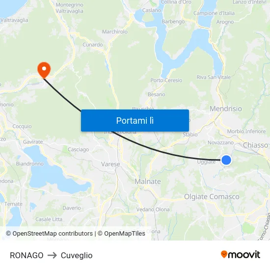 RONAGO to Cuveglio map