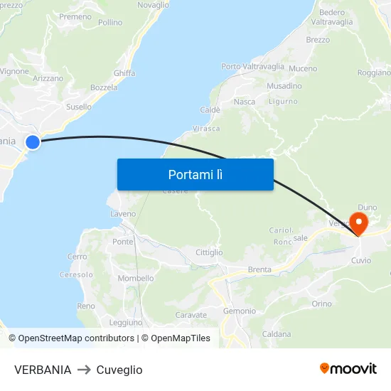 VERBANIA to Cuveglio map