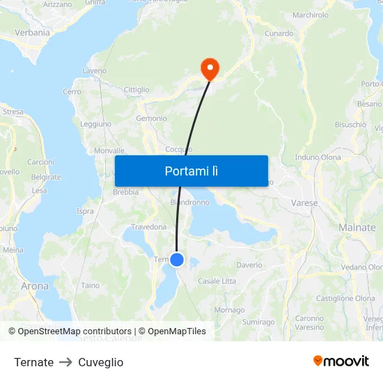 Ternate to Cuveglio map