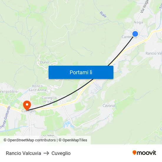 Rancio Valcuvia to Cuveglio map