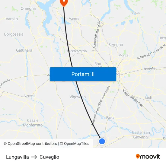 Lungavilla to Cuveglio map