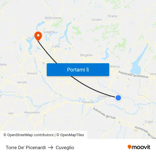Torre De' Picenardi to Cuveglio map