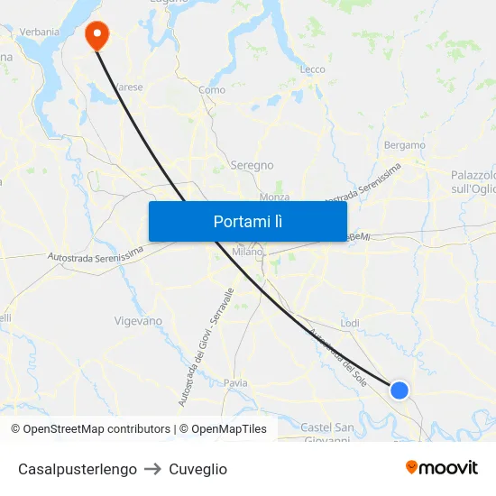 Casalpusterlengo to Cuveglio map