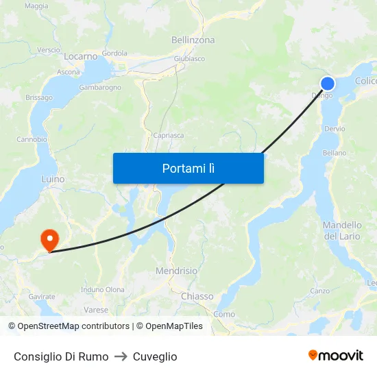 Consiglio Di Rumo to Cuveglio map