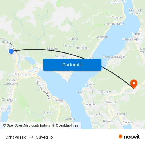 Ornavasso to Cuveglio map
